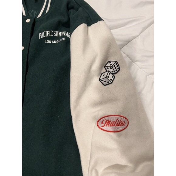 Rare Pacsun Green Pacific Sunwear Varsity Jacket Mens M-L Barely Worn button - Picture 2 of 6